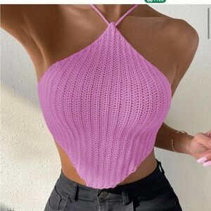 Pink knit halter crop top SIZE small
